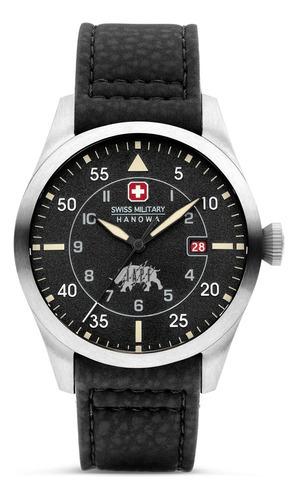 Reloj Swiss Military Smwgn0001201 Para Hombre Cristal Zafiro Color De La Malla Negro Color Del Bisel Gris/rojo Color Del Fondo Negro