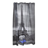 Cortina De Baño Pvc Antihongos Diseños Paises + 12 Ganchos Torre Eiffel Auto Azul
