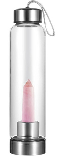 Botella De Agua Con Cristal De Cuarzo Rosa