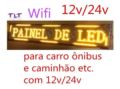 Painel De Led Letreiro 100x20 Interno Wifi -12v/24v
