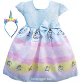 Vestido Unicórnio Rosa Infantil Baby Com Tiara 