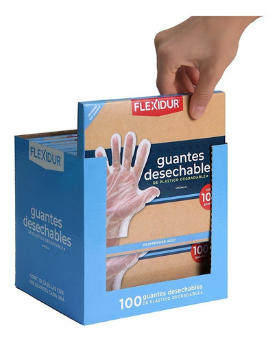 Guantes Desechables De Plastico Flexidur Pack 1000 Pz 10x100