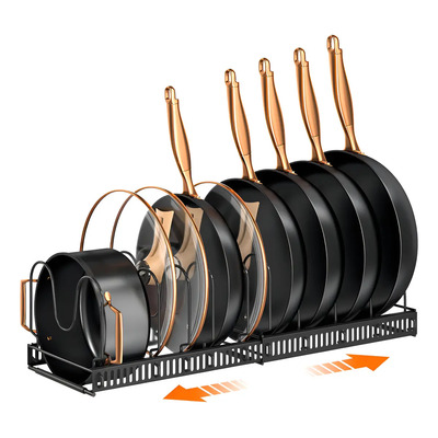 Novangua Expandible Estantes Y Soportes Para Ollas Y Sartenes De 14 Capas Para Cocina Organizador De Ollas Y Sartenes Extraible De 2 En 1 2 Métodos De Bricolaje 6 Almohadillas De Silicona Negro | MercadoLibre