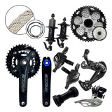 Kit Relação 20v Mtb Cubos 36f Pedivela Coroa Dupla 2x10v K7