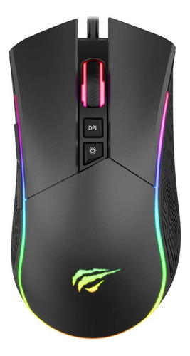 Mouse Havit Gamer Ms1001 4800dpi 7 Botões Sensor Pmw3212 Rgb Cor Preto