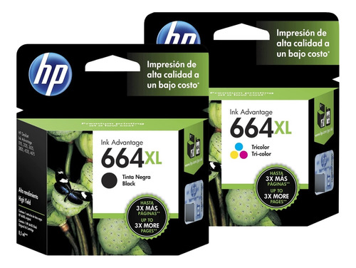 Kit Cartucho De Tinta Hp 664 Xl Ink Advantage Negro Tricolor