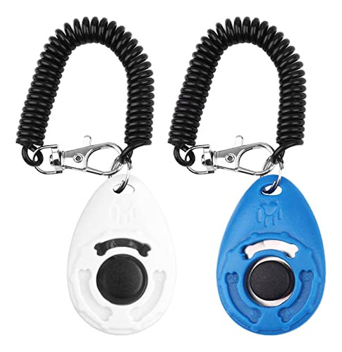 Clicker P/ Entrenamiento De Mascotas C/correa/x2u/azul-blanc