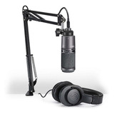 Kit Streaming Audio-technica Mic Condenser+fone+haste+aranha