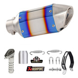 Escape Silenciador Moto Deportivo Universal 25 Cm Doble Azul