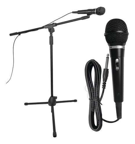 Kit Microfone Dinamico Igreja Karaoke Com Suporte Pedestal