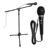 Kit Microfone Dinamico Igreja Karaoke Com Suporte Pedestal