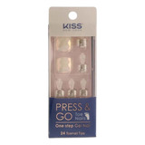 Unha Postiça Para Pés Kiss Press & Go White Diamond C/24un