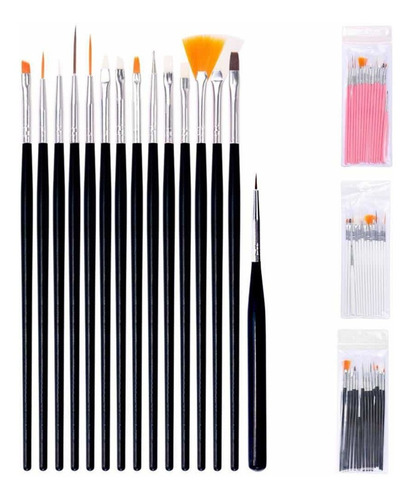 Set 15 Pinceles Para Uñas Decoración Manicure Profesional