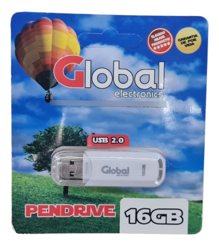 Pen Drive Blanco Global 16 Gb Usb 2.0 Memoria Micro Flash X4