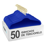 50 Ganchos Azul Para Ropa Terciopelo Antideslizante Premium