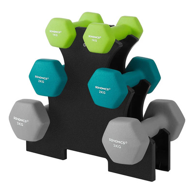 Songmics Kit De Mancuernas 6pcs Hexagonales Con Soporte Color Verde lima | Envío gratis