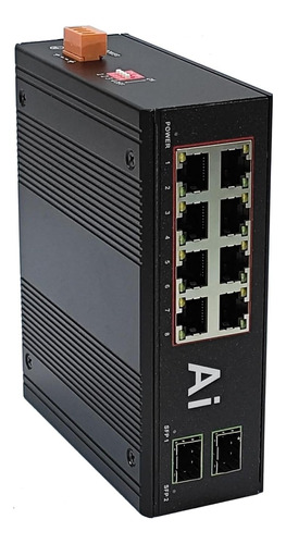 Conmutador Poe Gigabit Ethernet Industrial De 10 Puertos Red