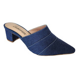 Sapato Feminino Mule Salto Bloco 5,5 Cm Mule Moda Tendência