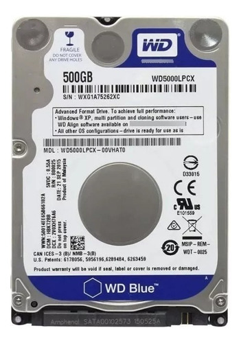 Disco Duro Interno Western Digital  Wd5000lpcx 500gb Azul