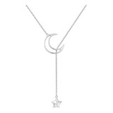 Collar Estrella Y Luna De Plata S925 Para Mujer