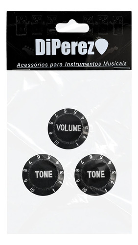 Knob De Volume E Tone Para Guitarra Strato Preto Kit Com 3