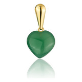 Pingente De Ouro 18k Coração Pedra Natural Ágata Verde