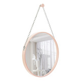 Espelho Decorativo Adnet Rosa Alça Corrente Cromada 40cm