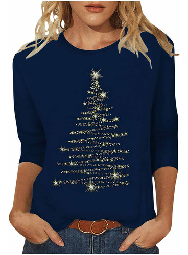 Blusa P Para Mujer, Moderna, Con Estampado Navideño, Holgada