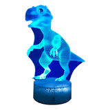 Lampara 3d Dinosaurio T-rex Base Agrietada + Pilas