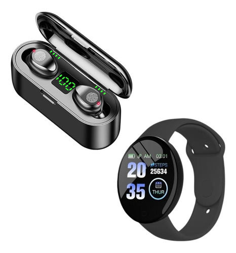 Combo Smartwatch Reloj Inteligente D18 + Auricular F9 Touch