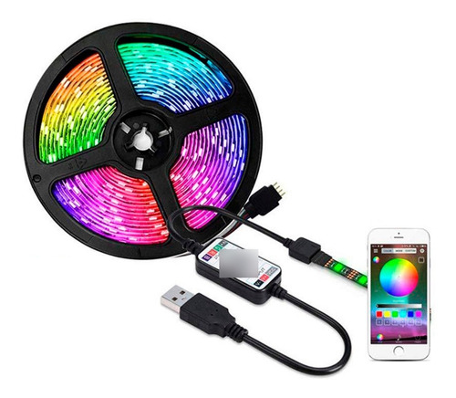 Tira Luces Led Bluetooth 5m Rgb 5050 Multicolor Celular