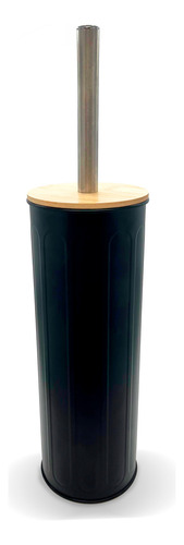 Escobilla De Baño Negro Con Bamboo Acero Inoxidable Nordico 