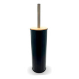 Escobilla De Baño Negro Con Bamboo Acero Inoxidable Nordico 