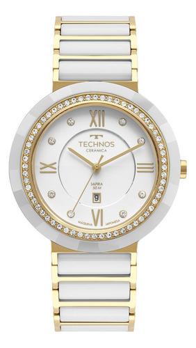 Relógio Feminino Technos Ceramic Saphire Dourado 2015cek/2b