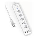 Enchufe Inteligente Marca Wrxdmc/5 Tomas/3 Usb/blanco/5 Ft