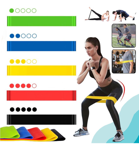 Kit De 5 Bandas Elasticas Isometricas Pro Fitness Ejercicio