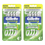 Afeitadora Piel Sensible Gillette Prestobarba3 4u Pack X2