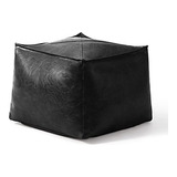 Pouf Foot Stool Ottoman Cover, Unstuffed Faux Leather P...
