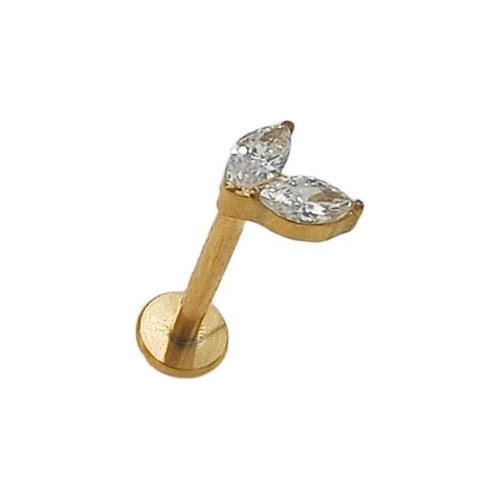 Piercing Labret Astm F136 G23 Acero Titanio Hoja Chapado Oro