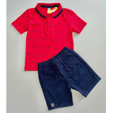 Conjunto Bermuda Drill Y Camisa Polo Elefantes