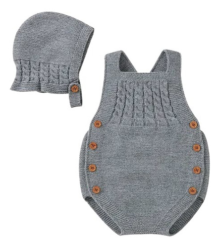 Pañalero Y Gorro Tejido Para Bebe 2 Piezas Mono Niños