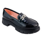 Zapato Escolar Vestir Dama  Mocasín Mujer Negro 23p290-cn