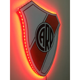 Cuadro Escudo Pared 23x25 River Plate Con Luces Led Rojo