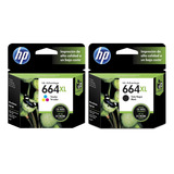 Kit 2 Cartucho Original Hp 664xl Negro+tricolor F6v30al/31al