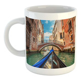 Taza Ceramica Paisaje Italia Venecia Puente Gondola