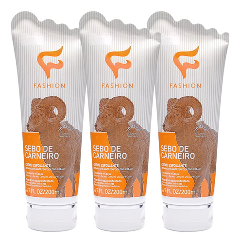 Kit 3 Creme Para Os Pés Sebo De Carneiro Fashion Esfoliante