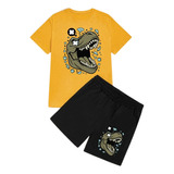 Conjunto Deportivo: Bermuda Short Y Camiseta Niño Dino