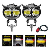 Par Faros Auxiliares Led Moto Doble Color Alta/baja Estrobos