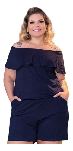 Macaquinho Feminino Ciganinha Plus Size Com Babado