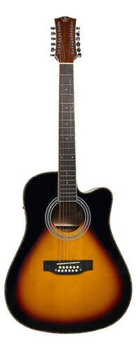 Guitarra Texana Electroacústica, Color Sunburst, Con Recorte